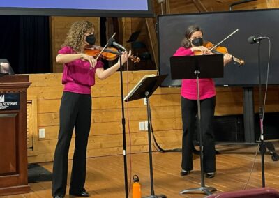 Liz Vonderheide and Jocelyn Smith perform at a Lifelong Learning event